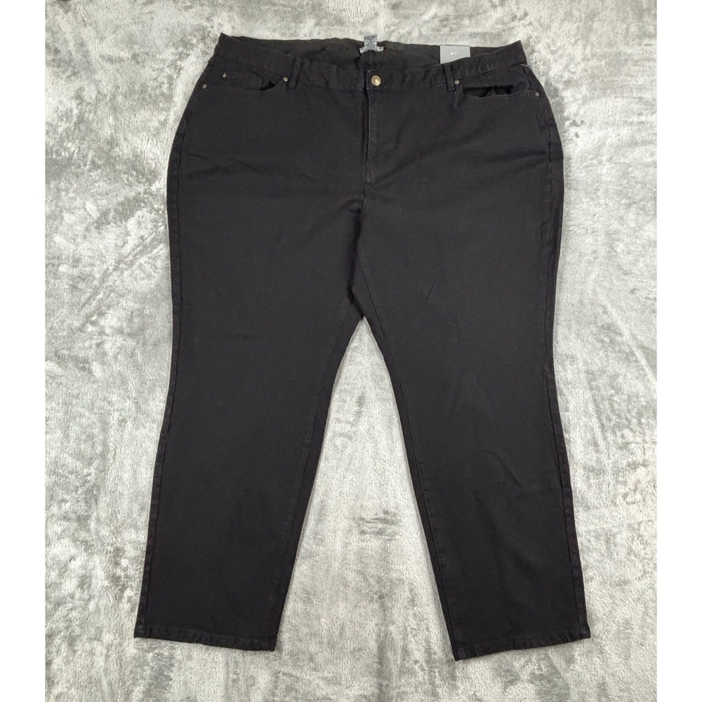 Catherines The Universal Jean Straight Leg Womens 28W Black Stretch Denim NWT
